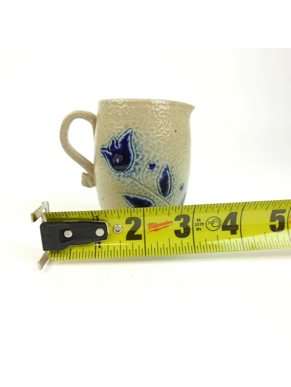 Vintage Williamsburg Pottery Salt Glaze Stoneware Pitcher Creamer Cobalt Tulip